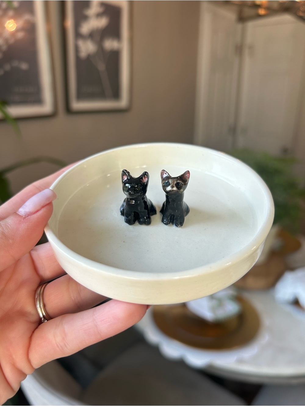 Custom Cat Ceramic Trinket Dish - Small Decorative Catchall